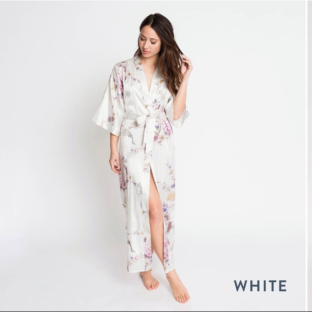 Long Satin Kimono Robe